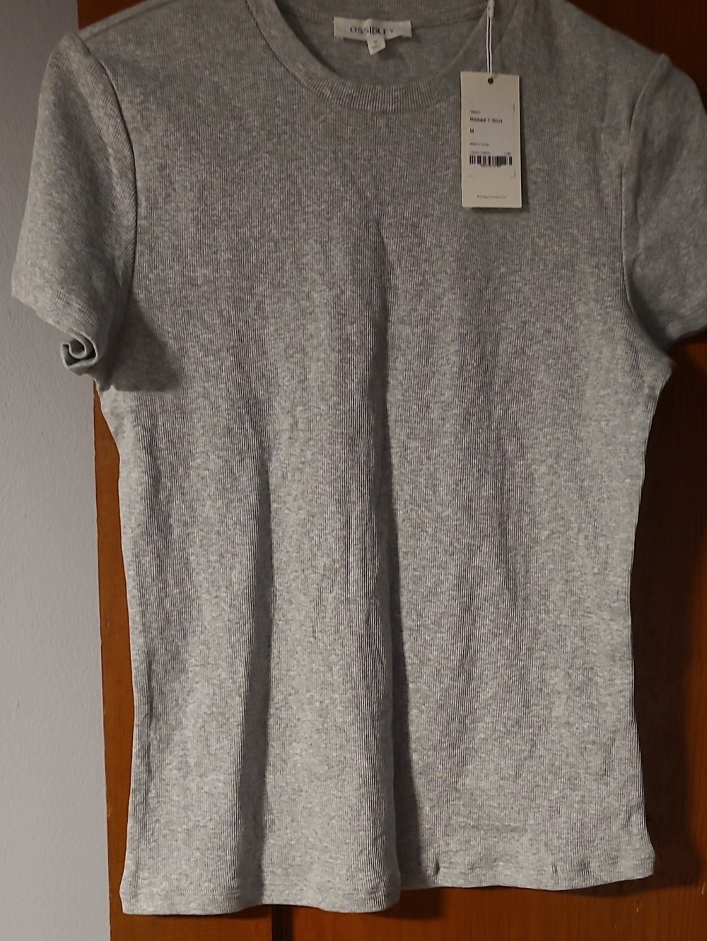 Light Gray Ribbed Short-Sleeve Tee by